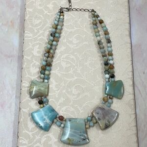 Amazonite Stone Necklace w/‎ Sterling Chain and Heart